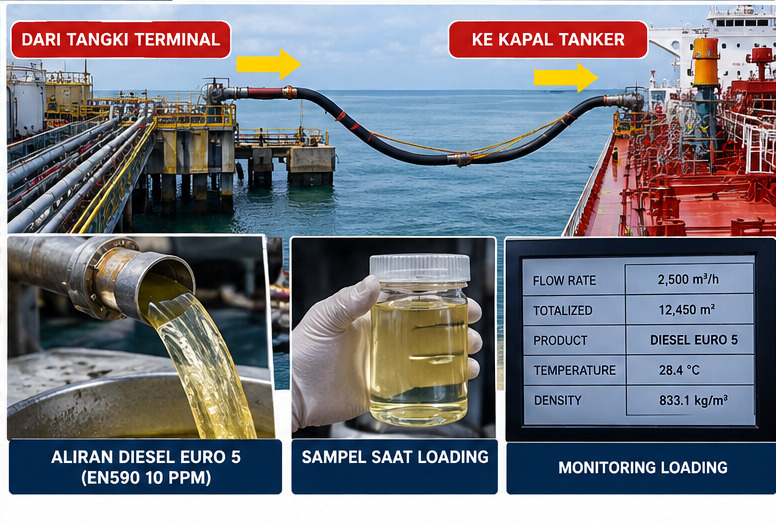 Operasi loading petroleum di fasilitas energi